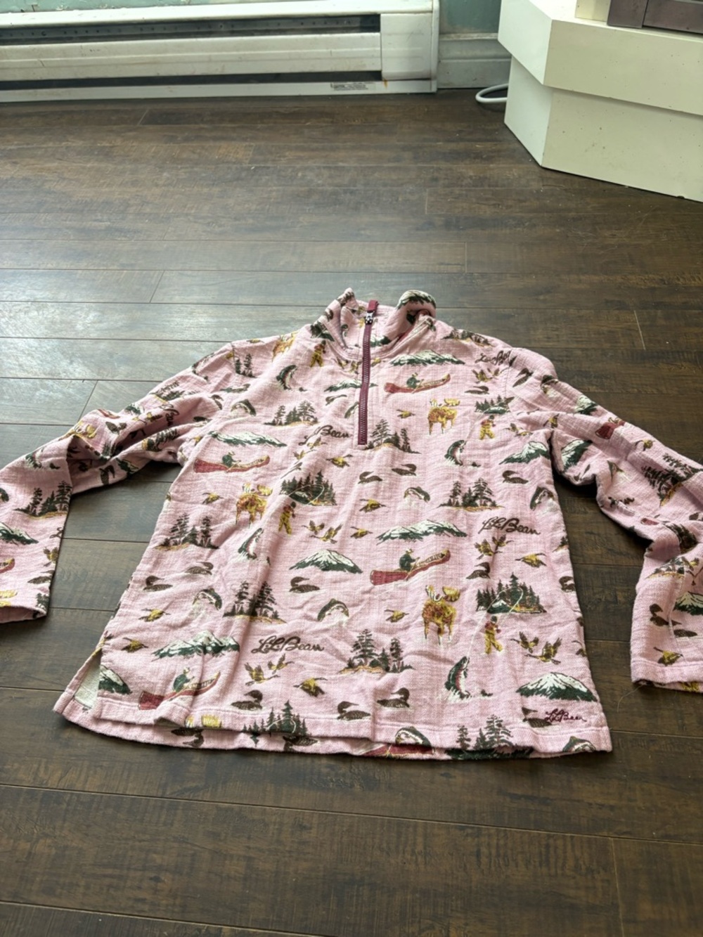 L.L. Bean Pink Nature inspired Print Half-Zip Pullover - Picture 9 of 16